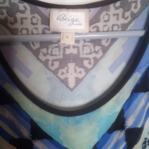 💕 3/$15 "Beige" Blue Dress Large like new - Picture 4 of 8